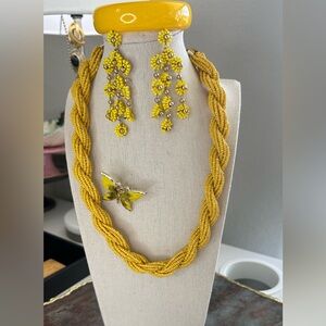 4 piece set vintage bracelet necklace pin & contemporary earrings to match